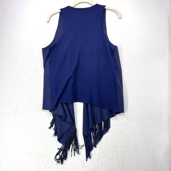 INC International Concepts Vest Women M Purple Fringe Open Waterfall Western - Picture 2 of 10